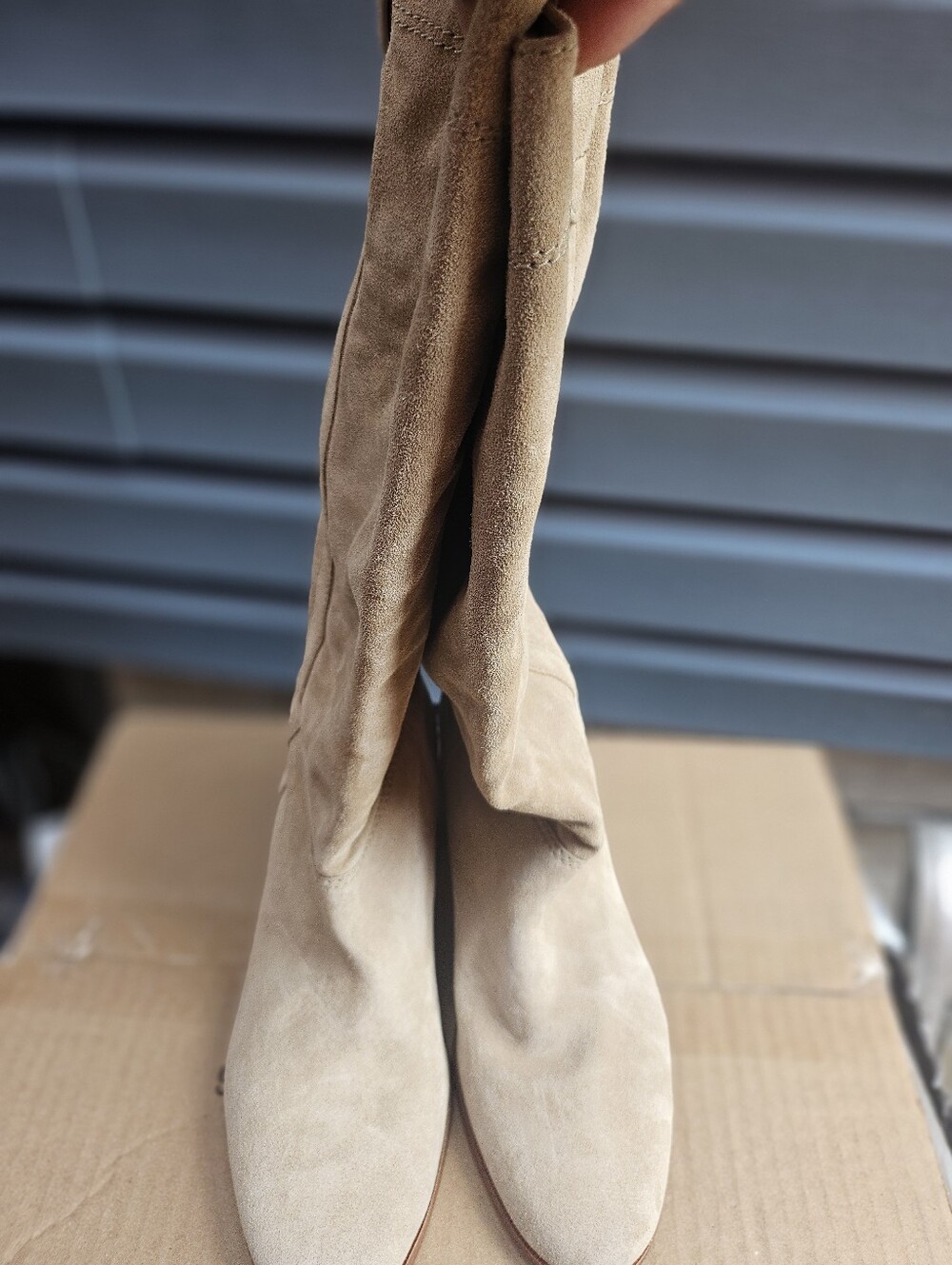 Veronica Beard Tan Suede Knee-High Heeled Boots